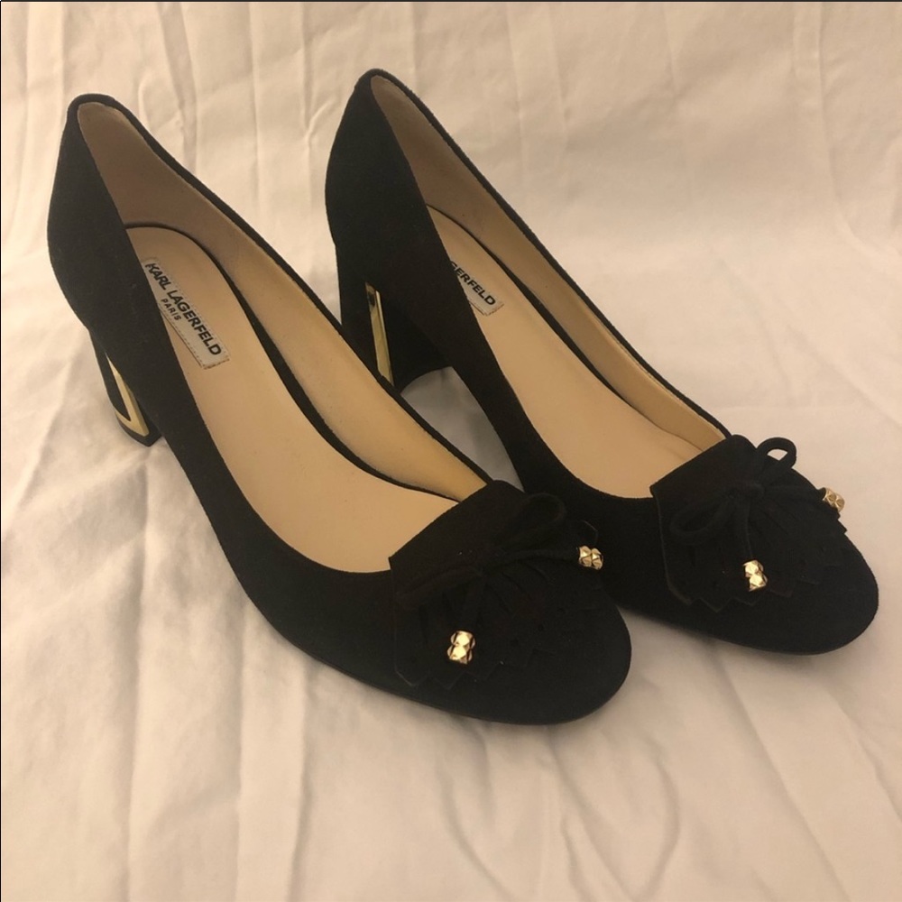 Karl Lagerfeld Black Heels w/ Gold Details